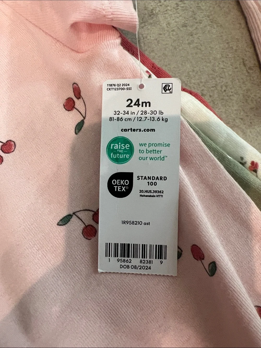 Carter's Pink Cherry Print Bodysuits & Peplum Set
